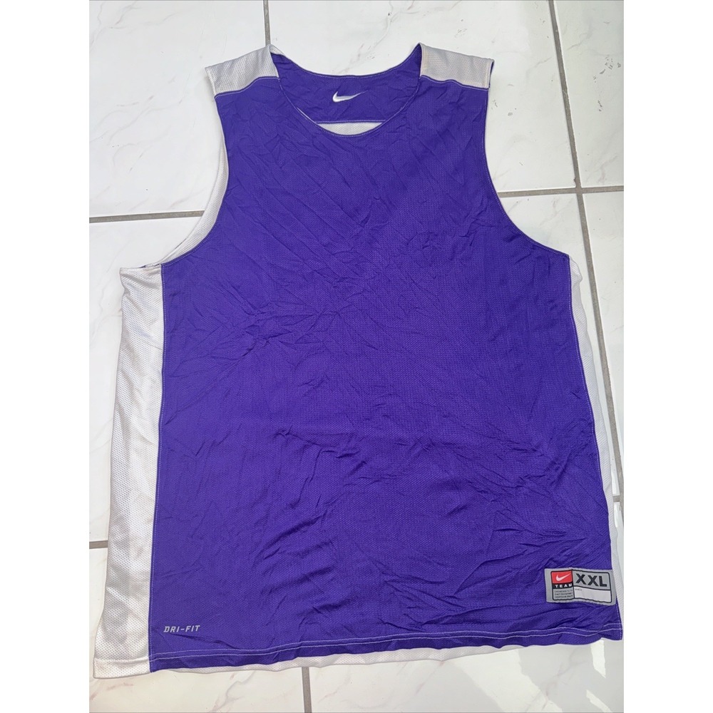 Vtg Team Reversible Tank Top Jersey Men's Sz 2XL Purple Center Swoosh White 90s